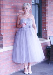 Soft pewter tulle wedding dress by Clasch Design